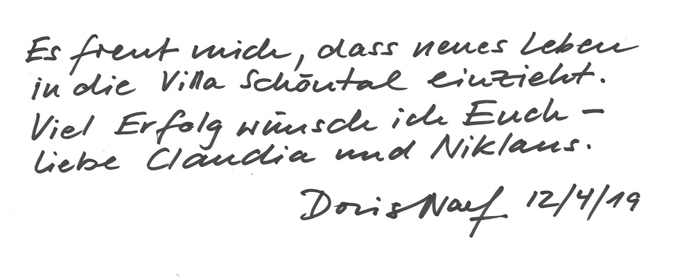 Persönliche Widmung Doris Naef